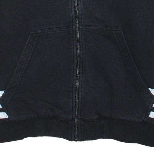 Adidas Originals Mens Black Full Zip Hoodie Size M Hooded Fleece Lined