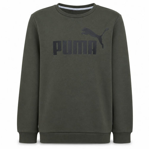 Puma Boys Green Pullover Sweatshirt 15-16 Years Crew Neck Fleece Logo Top