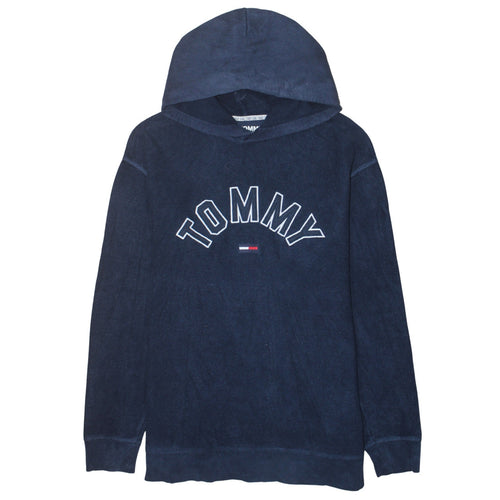 Tommy Jeans Men's Blue XL Pullover Hoodie Embroidered Logo Cotton