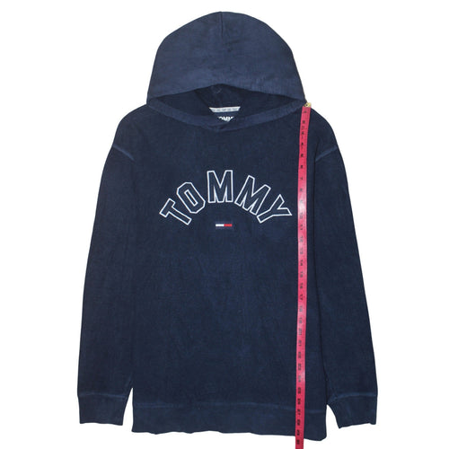 Tommy Jeans Men's Blue XL Pullover Hoodie Embroidered Logo Cotton
