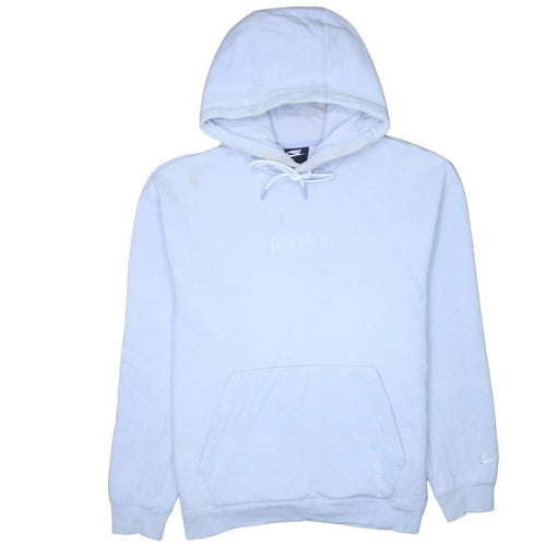 Nike Women's White Pullover Hoodie Medium Just Do It Embroidered Sweatshirt
