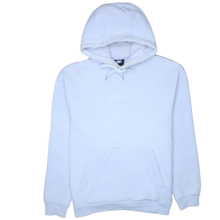 Nike Women's White Pullover Hoodie Medium Just Do It Embroidered Sweatshirt