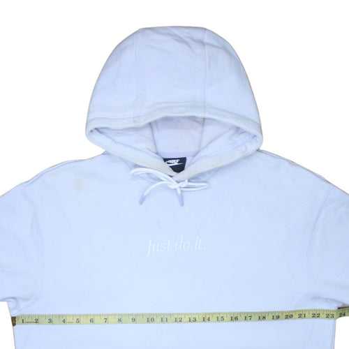 Nike Women's White Pullover Hoodie Medium Just Do It Embroidered Sweatshirt