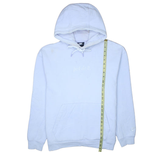 Nike Women's White Pullover Hoodie Medium Just Do It Embroidered Sweatshirt