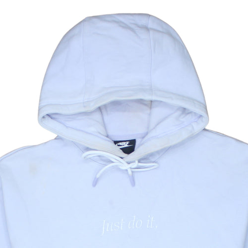 Nike Women's White Pullover Hoodie Medium Just Do It Embroidered Sweatshirt