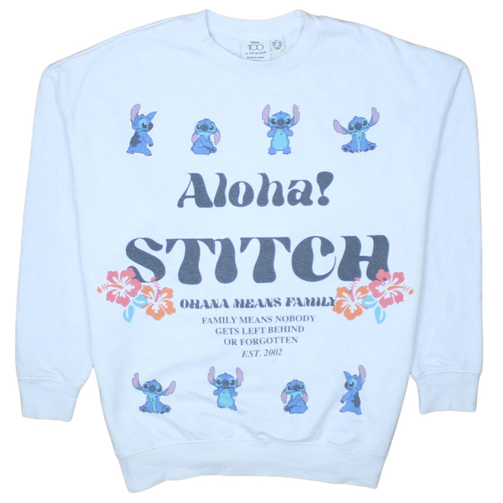 Disney Stitch White Pullover Sweatshirt Women 2XS Aloha Graphic Primark