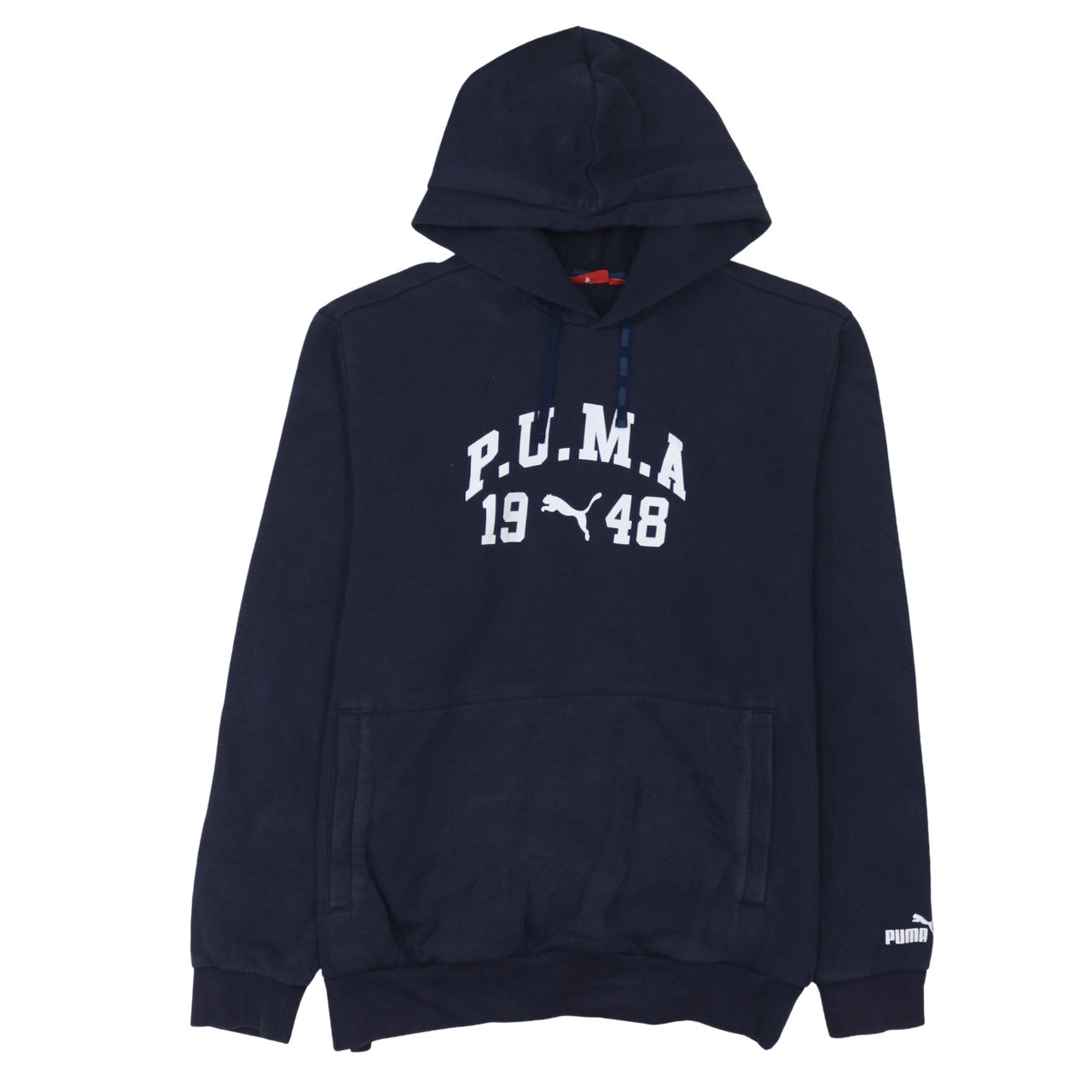 Puma Men's Blue Pullover Hoodie L Graphic Logo Sportswear