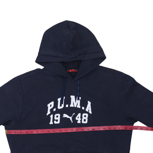 Puma Men's Blue Pullover Hoodie L Graphic Logo Sportswear