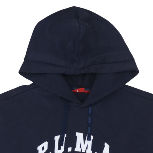 Puma Men's Blue Pullover Hoodie L Graphic Logo Sportswear