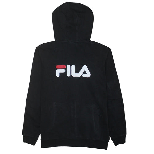 Fila Boys Black Full Zip Hoodie 13-14 Years Logo Tape Sleeve Casual