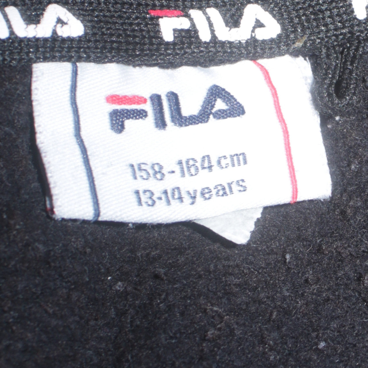 Fila Boys Black Full Zip Hoodie 13-14 Years Logo Tape Sleeve Casual