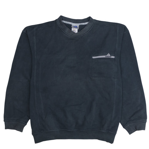 Adidas Men’s Blue Pullover Sweatshirt Size L Crew Neck Logo Fleece