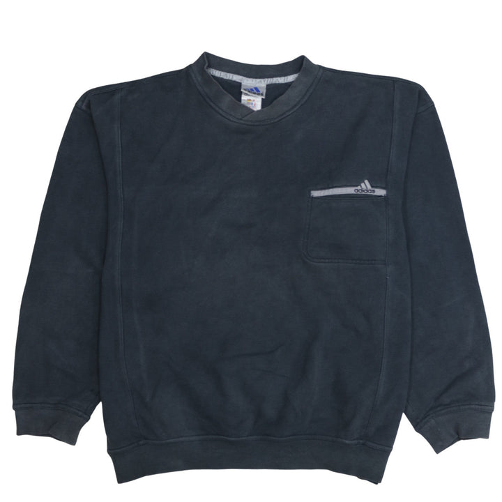 Adidas Men’s Blue Pullover Sweatshirt Size L Crew Neck Logo Fleece