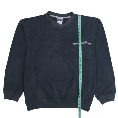 Adidas Men’s Blue Pullover Sweatshirt Size L Crew Neck Logo Fleece