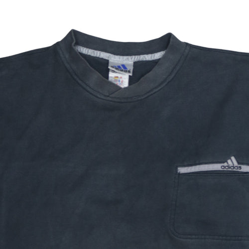 Adidas Men’s Blue Pullover Sweatshirt Size L Crew Neck Logo Fleece