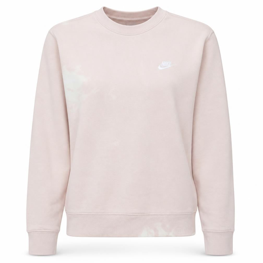 Front view of Nike women’s beige sweatshirt medium pullover crew neck relaxed fit