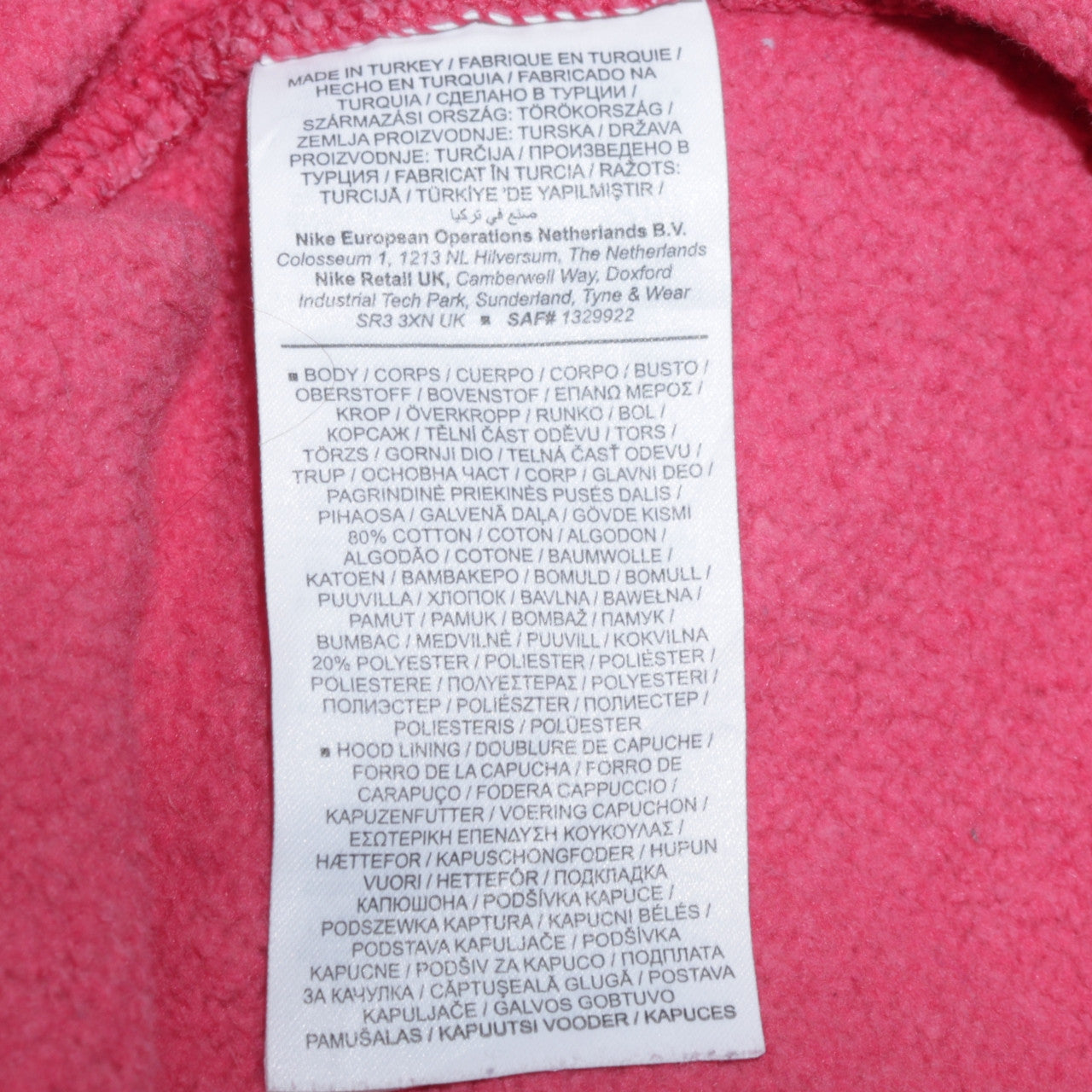 Nike Women's Pink Pullover Hoodie Medium Cotton Blend