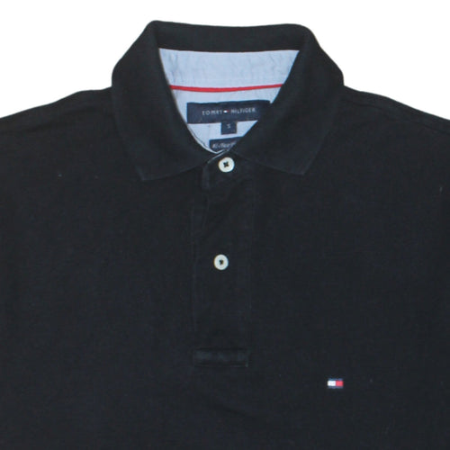 Tommy Hilfiger Men's Black Cotton Polo Shirt Size S Logo Classic