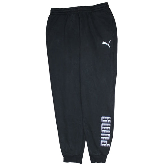 Puma Men's Black L Jogger Sweatpants with Logo Ribbed Cuffs