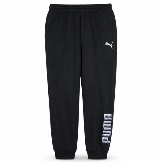 Front view of Puma Men's Black L Jogger Sweatpants with Logo Ribbed Cuffs