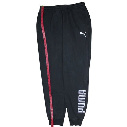 Puma Men's Black L Jogger Sweatpants with Logo Ribbed Cuffs