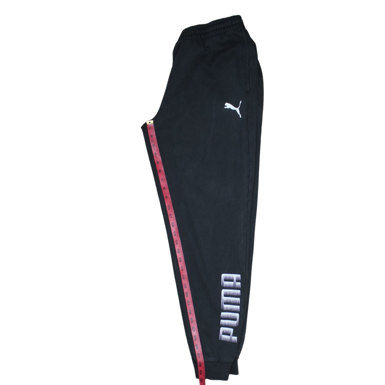 Puma Men's Black L Jogger Sweatpants with Logo Ribbed Cuffs