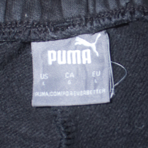Puma Men's Black L Jogger Sweatpants with Logo Ribbed Cuffs