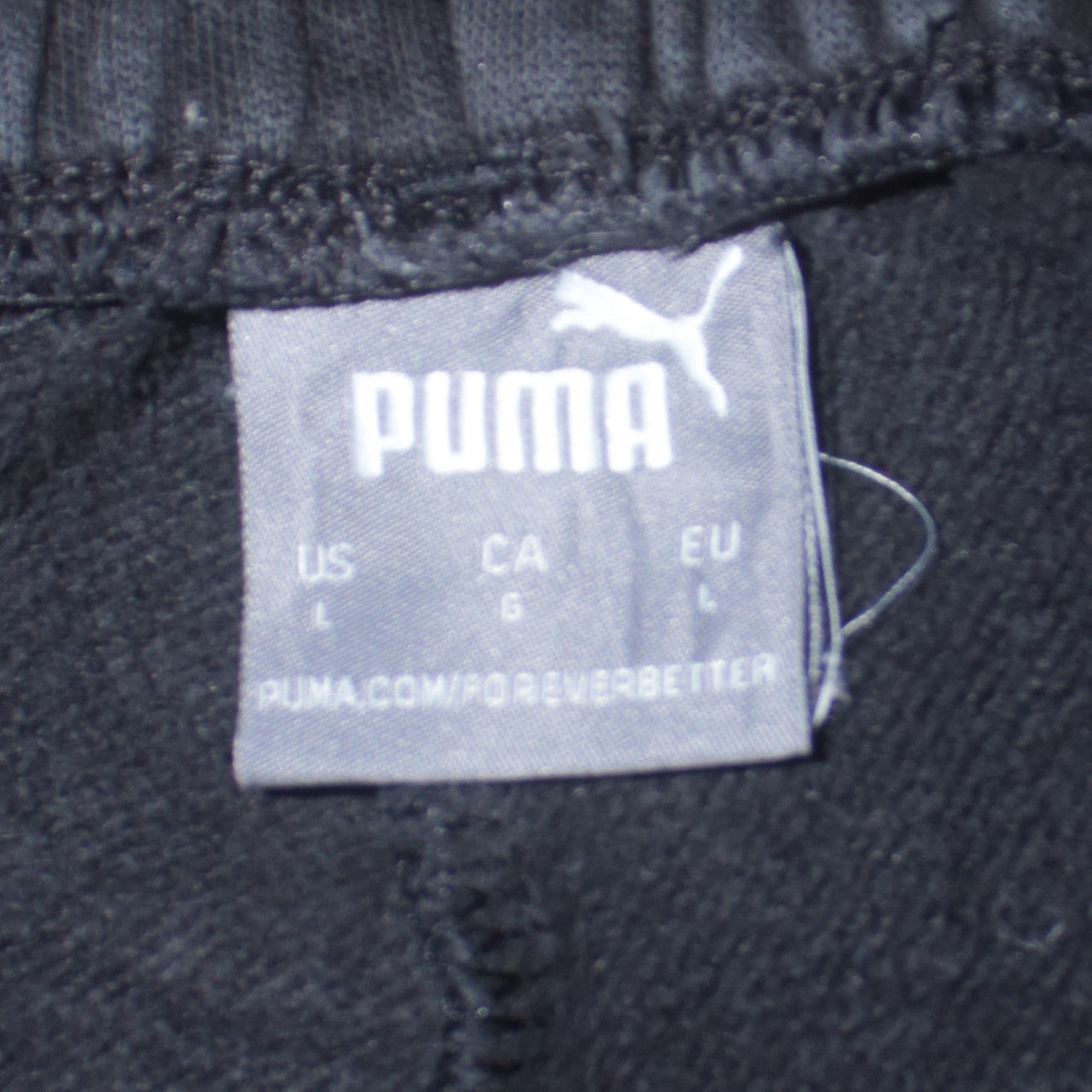 Puma Men's Black L Jogger Sweatpants with Logo Ribbed Cuffs