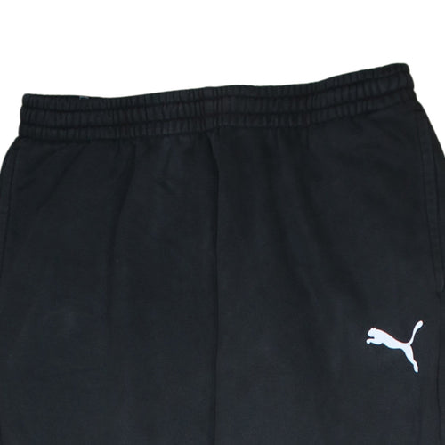 Puma Men's Black L Jogger Sweatpants with Logo Ribbed Cuffs