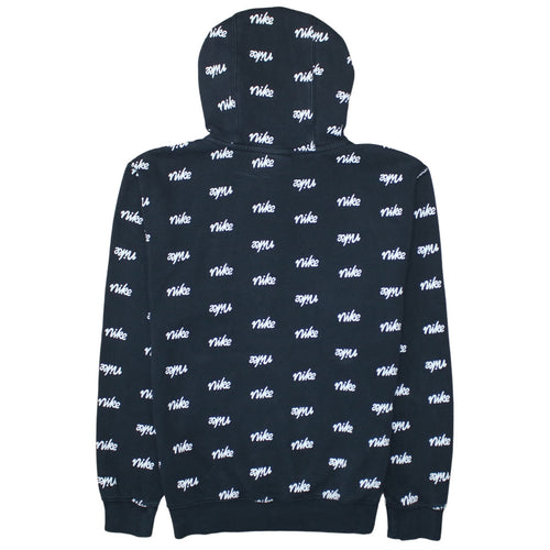 Nike Women's Black Pullover Hoodie Small Logo Print Cotton Blend