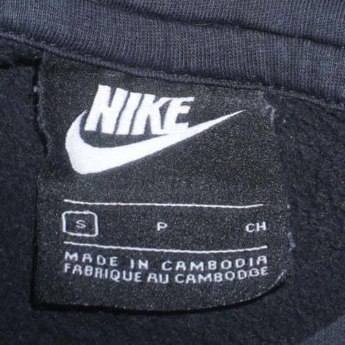 Nike Women's Black Pullover Hoodie Small Logo Print Cotton Blend