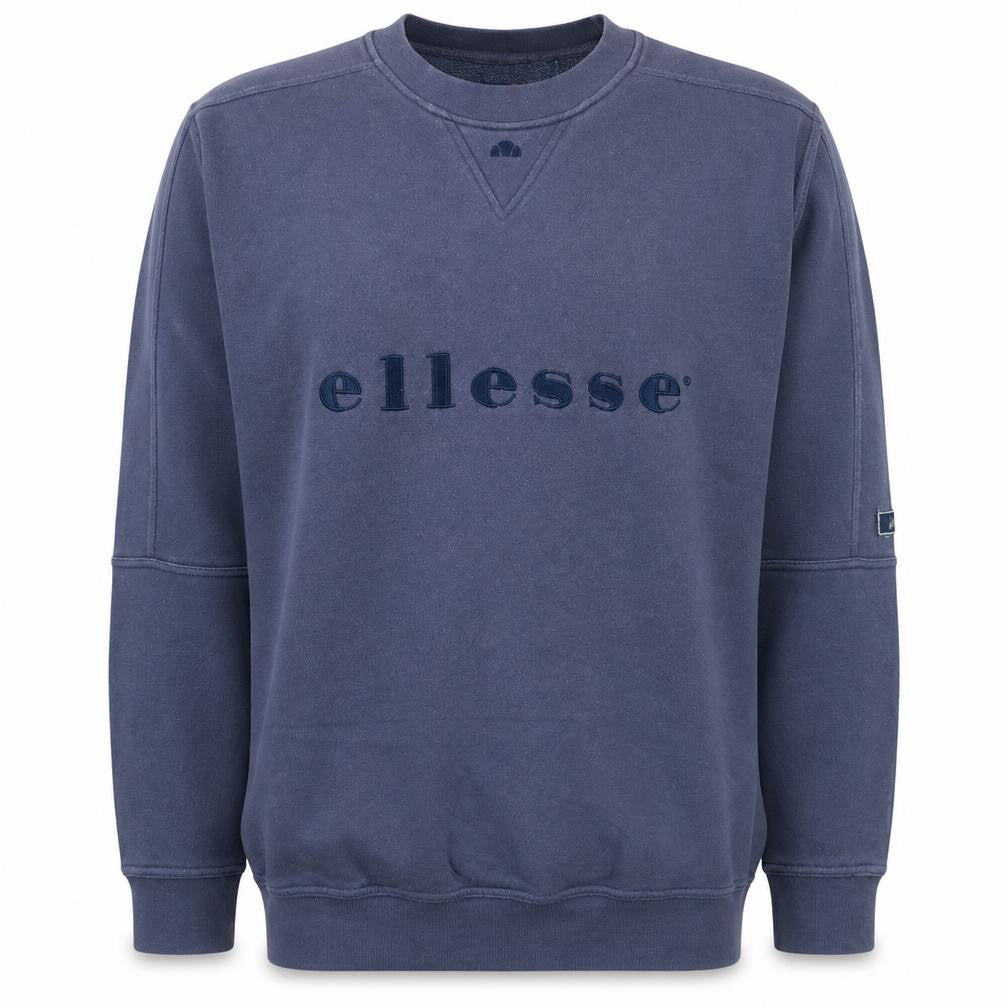 Front view of Ellesse Men's Blue Small Crew Neck Pullover Sweatshirt