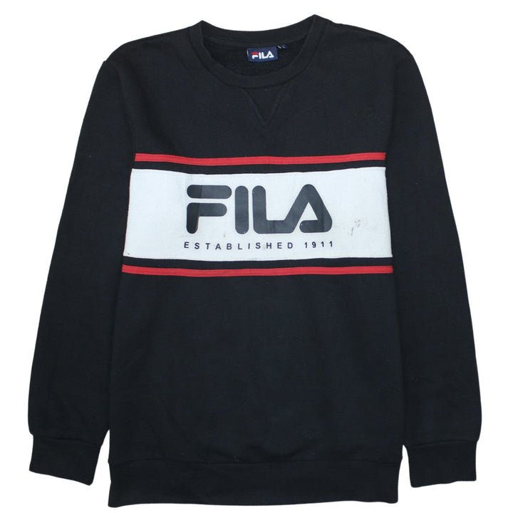 FILA Men's Black Logo Pullover Sweatshirt L Classic Sportswear