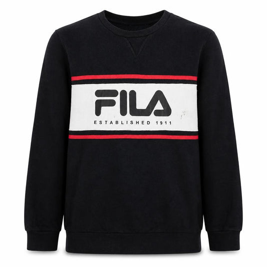 Front view of Fila Men's Black Logo Pullover Sweatshirt L Classic Sportswear