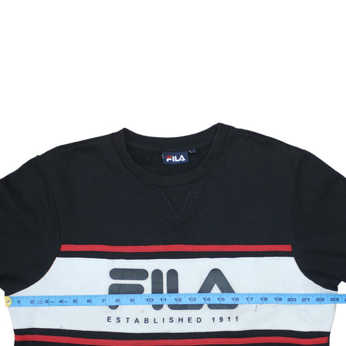 FILA Men's Black Logo Pullover Sweatshirt L Classic Sportswear