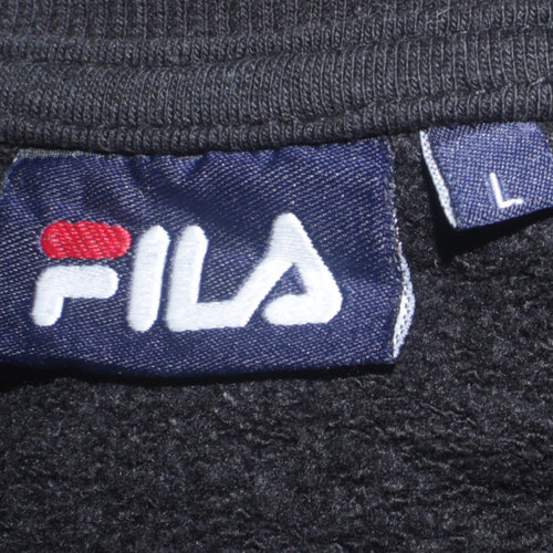 FILA Men's Black Logo Pullover Sweatshirt L Classic Sportswear