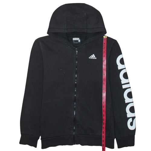 Adidas Mens Black Full Zip Hoodie L Logo Graphic Sportswear