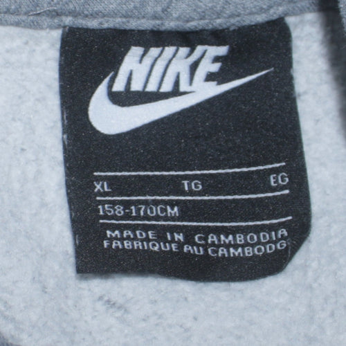 Nike Boys Grey Pullover Hoodie XL Fleece Logo Sportswear Jumper
