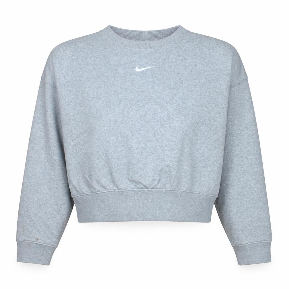 Front view of Nike women’s grey xs pullover crew neck sweatshirt