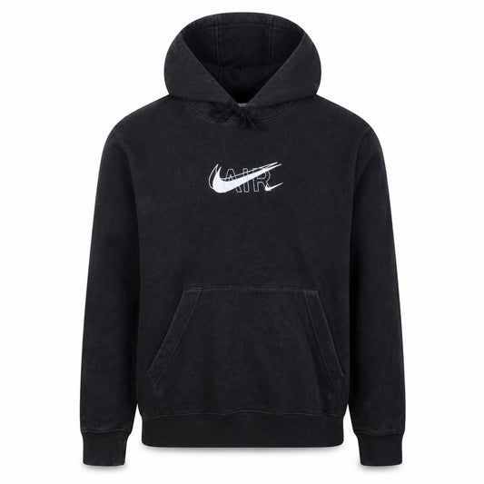 Front view of Nike Men's Black Pullover Hoodie S Graphic Logo Air Fleece Sweatshirt
