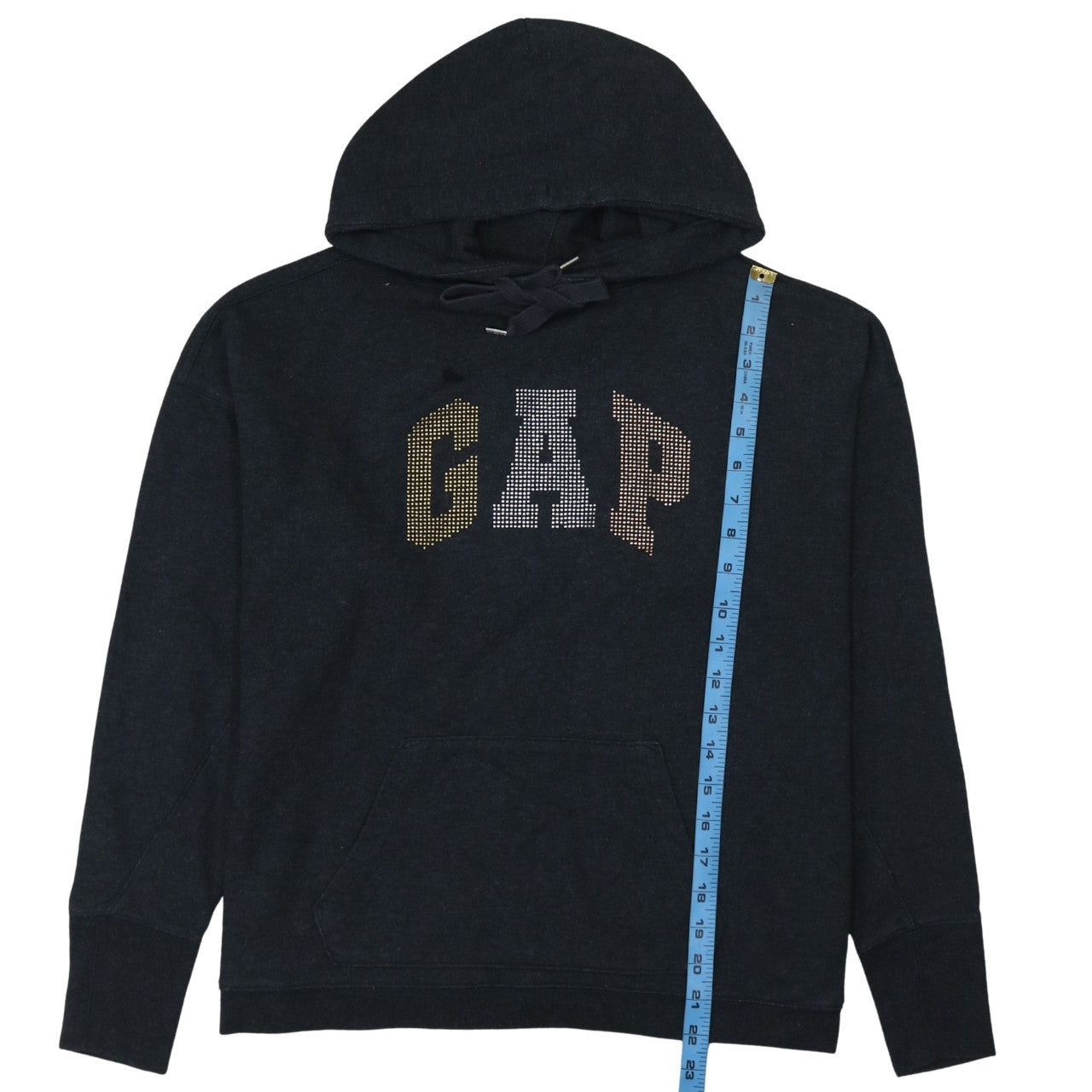GAP Womens Black XS Pullover Hoodie Rhinestone Logo Cotton Blend