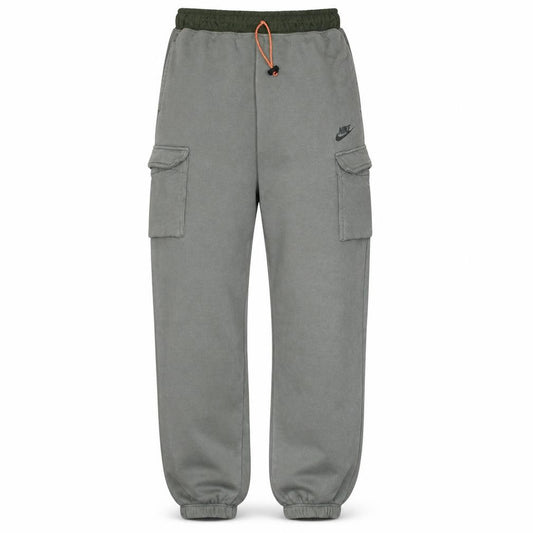 Front view of Nike Men's Grey Jogger Trousers S Relaxed Fit Fleece Activewear