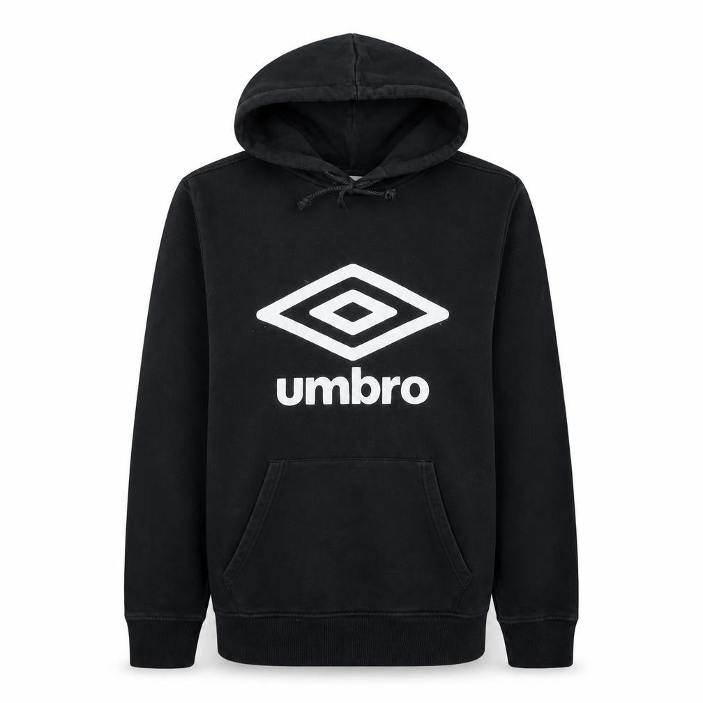 Front view of Umbro Men Black Pullover Hoodie M Graphic Sports Cotton Blend
