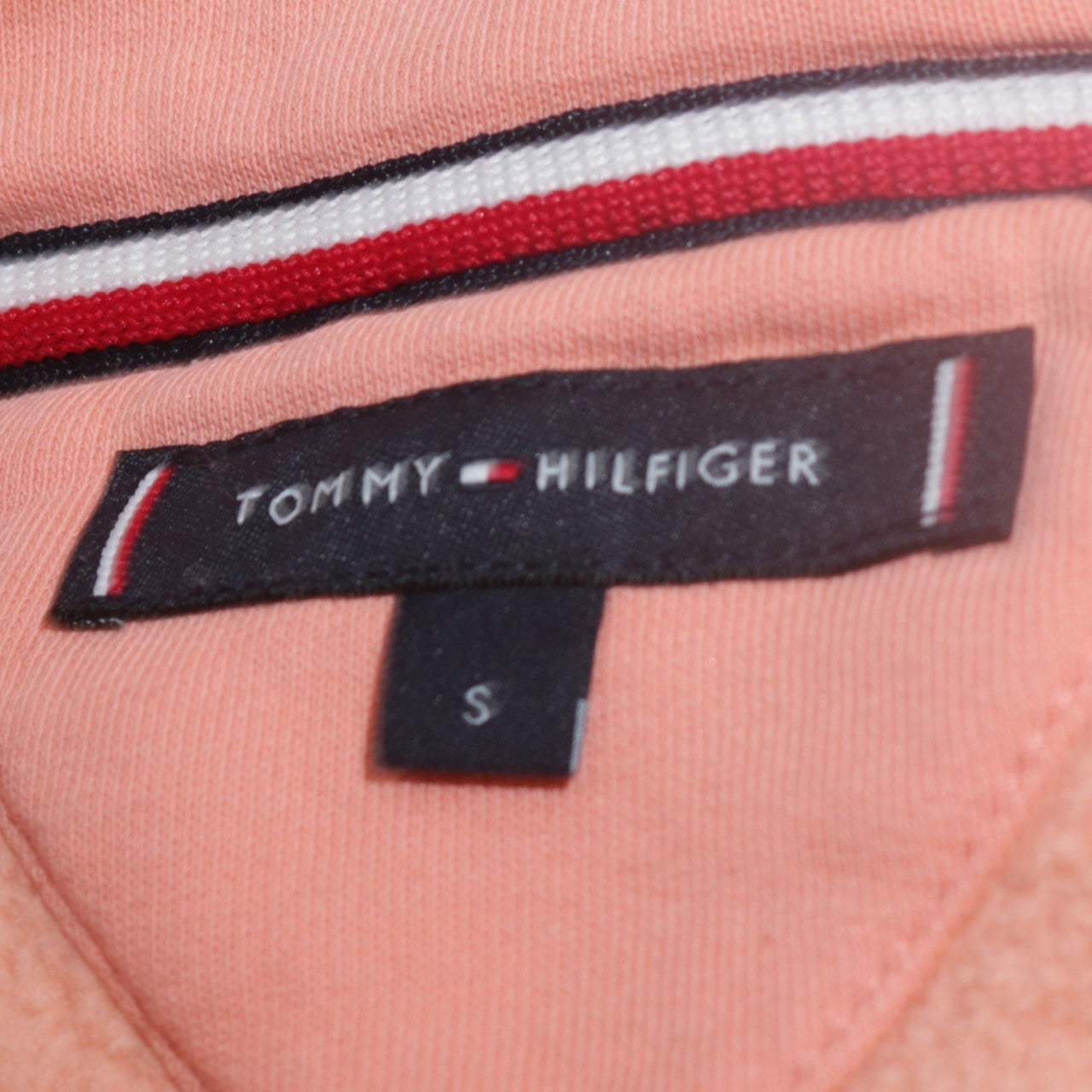 Tommy Hilfiger Men's Pink Pullover Hoodie Size S Logo Fleece