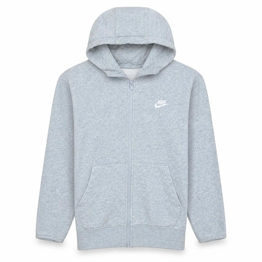 Front view of Nike Men's Grey Full Zip Hoodie, size S, Regular Fit Sportswear