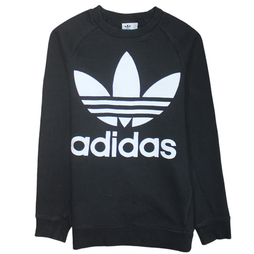 Adidas Womens Black XS Pullover Sweatshirt with Logo Print