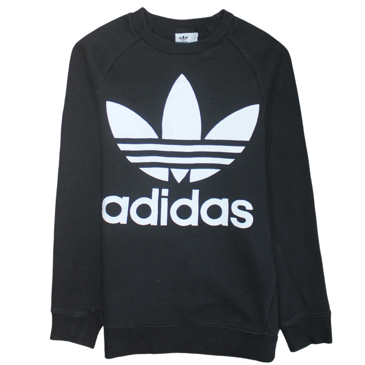 Adidas Womens Black XS Pullover Sweatshirt with Logo Print