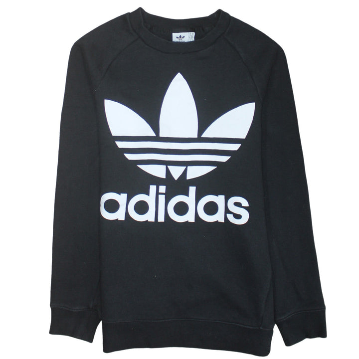 Adidas Womens Black XS Pullover Sweatshirt with Logo Print