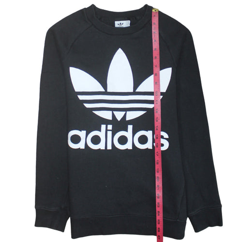 Adidas Womens Black XS Pullover Sweatshirt with Logo Print