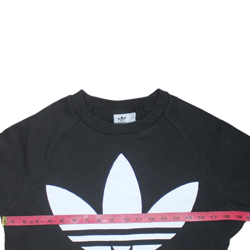 Adidas Womens Black XS Pullover Sweatshirt with Logo Print